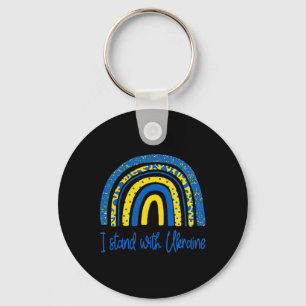 I Stand With Ukraine Boho Rainbow - Light Colors Key Ring