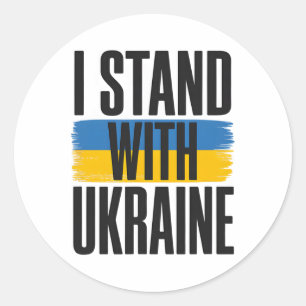 I Stand With Ukraine Bold Ukrainian Flag Support Classic Round Sticker