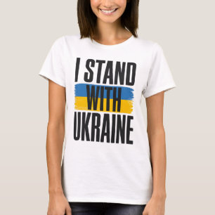I Stand With Ukraine Bold Ukrainian Flag Support  T-Shirt