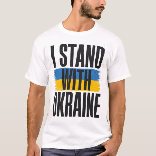 I Stand With Ukraine Bold Ukrainian Flag Support T-Shirt
