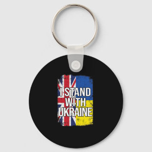 I Stand With Ukraine British United Kingdom Ukrain Key Ring