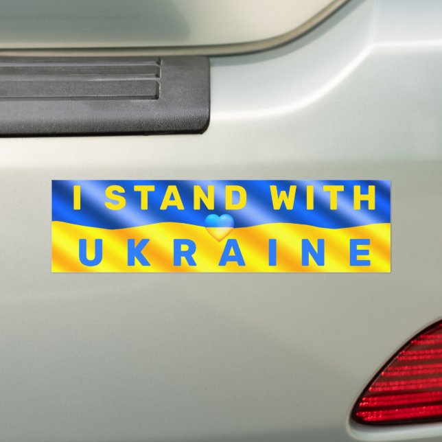I Stand With Ukraine Bumper Sticker Support (On Car)
