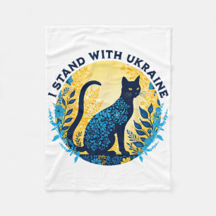 I Stand With Ukraine Cat Floral Ukraine Strong Wom Fleece Blanket