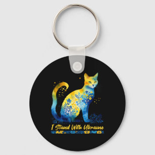 I Stand With Ukraine Cat Floral Ukraine Strong Wom Key Ring
