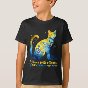 I Stand With Ukraine Cat Floral Ukraine Strong Wom T-Shirt