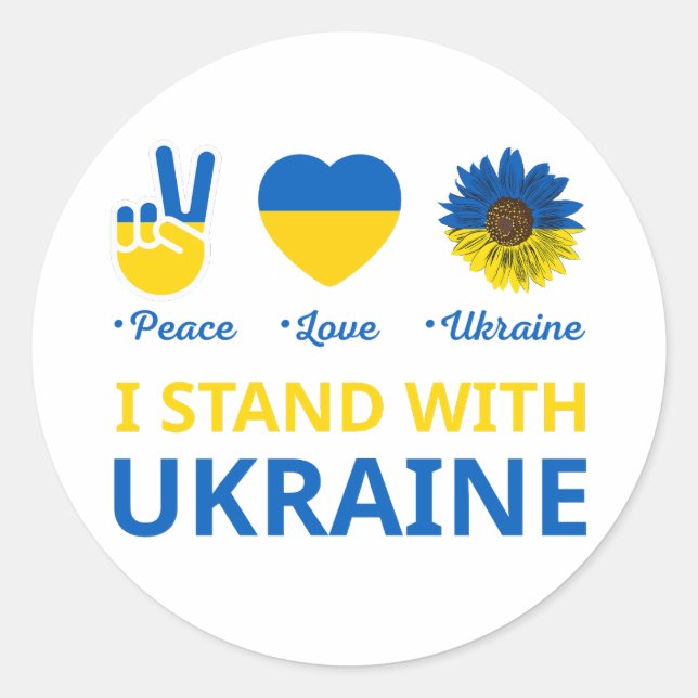 I stand with ukraine classic round sticker (Front)