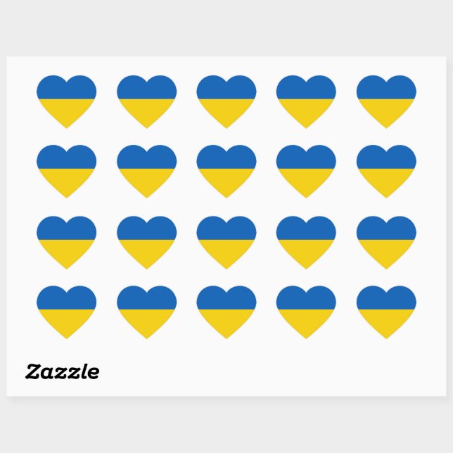 I stand with Ukraine Custom Heart Stickers Set (Sheet)
