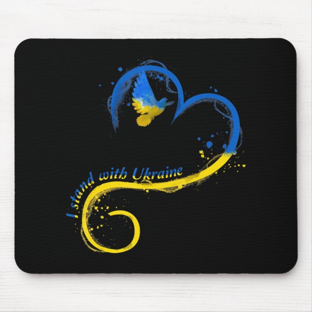 I stand with Ukraine  Dove Flag Peace Free Ukraine Mouse Mat (Front)