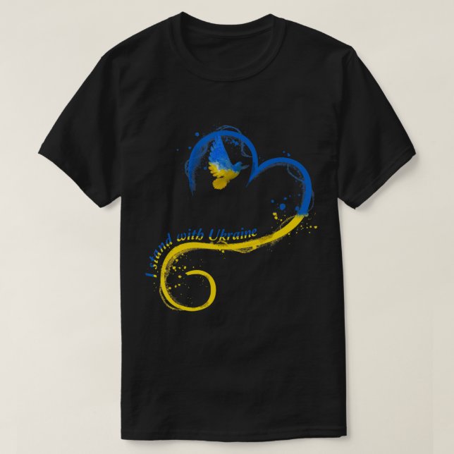 I stand with Ukraine  Dove Flag Peace Free Ukraine T-Shirt (Design Front)