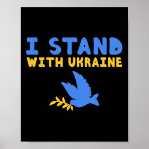 I Stand With Ukraine Dove Peace Pro-ukraine Blue Y Poster