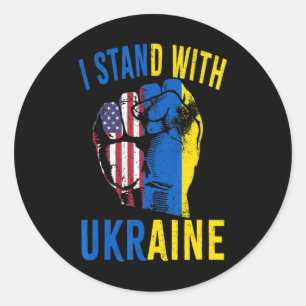 I Stand With Ukraine Flag American Flag Support Uk Classic Round Sticker