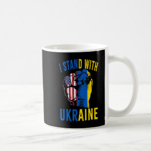 I Stand With Ukraine Flag American Flag Support Uk Coffee Mug
