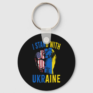 I Stand With Ukraine Flag American Flag Support Uk Key Ring