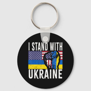 I Stand With Ukraine Flag American Flag Support Uk Key Ring