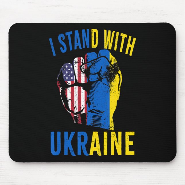 I Stand With Ukraine Flag American Flag Support Uk Mouse Mat (Front)