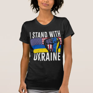 I Stand With Ukraine Flag American Flag Support Uk T-Shirt