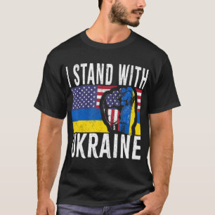 I Stand With Ukraine Flag American Flag Support Uk T-Shirt