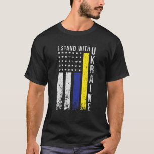 I Stand With Ukraine Flag American Flag Support Uk T-Shirt