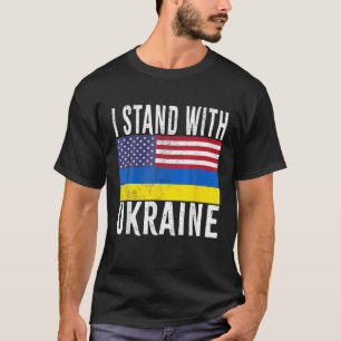 I Stand With Ukraine Flag American Flag Support Uk T-Shirt