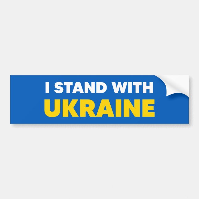 I Stand With Ukraine Flag Colours Yellow Blue Bumper Sticker (Front)