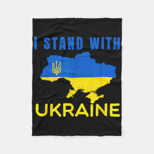 I Stand' With Ukraine Flag Emblem Map Patriot Men  Fleece Blanket
