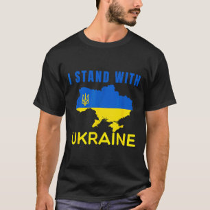 I Stand' With Ukraine Flag Emblem Map Patriot Men T-Shirt