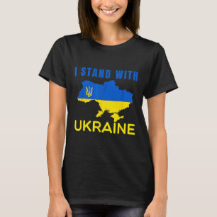 I Stand' With Ukraine Flag Emblem Map Patriot Men T-Shirt