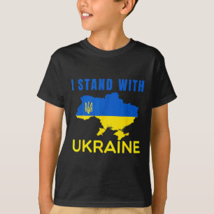 I Stand' With Ukraine Flag Emblem Map Patriot Men T-Shirt