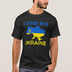 I Stand With Ukraine Flag Emblem Map Patriot T-Shirt