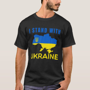 I Stand With Ukraine Flag Emblem Map Patriot T-Shirt