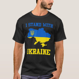 I Stand With Ukraine Flag Emblem Map Patriot T-Shirt