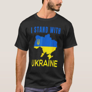 I Stand With Ukraine Flag Emblem Map Patriot T-Shirt