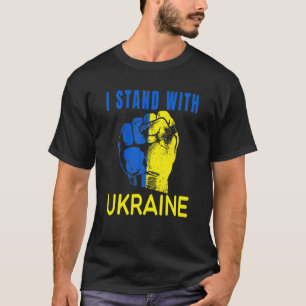 I Stand With Ukraine Flag Emblem Map Patriot Vinta T-Shirt