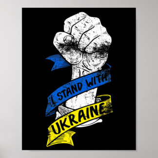I Stand With Ukraine Flag Power Ribbon Support Ukr Poster