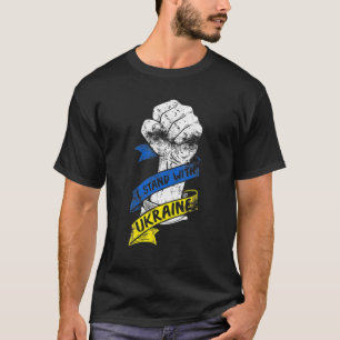 I Stand With Ukraine Flag Power Ribbon Support Ukr T-Shirt