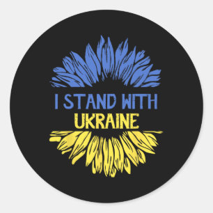 I Stand With Ukraine Flag Retro Sunflower Ukrainia Classic Round Sticker