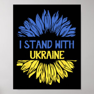 I Stand With Ukraine Flag Retro Sunflower Ukrainia Poster