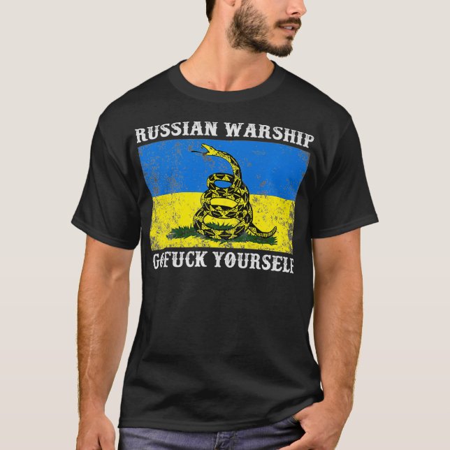 I Stand With Ukraine Flag  Russian go f yourself P T-Shirt (Front)