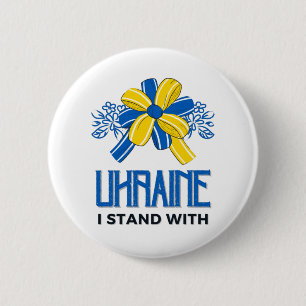 I stand with Ukraine Flag - Support Ukrainians 6 Cm Round Badge