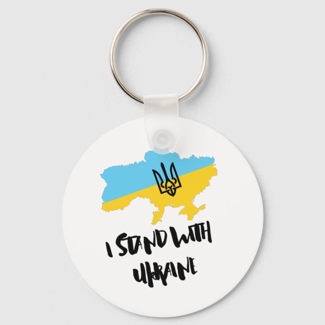 I stand with Ukraine Flag - Support Ukrainians Key Ring (Front)