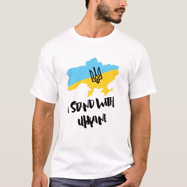 I stand with Ukraine Flag - Support Ukrainians T-Shirt (Front)