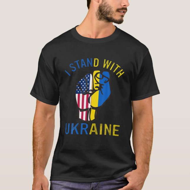 I Stand With Ukraine Flag T-Shirt (Front)