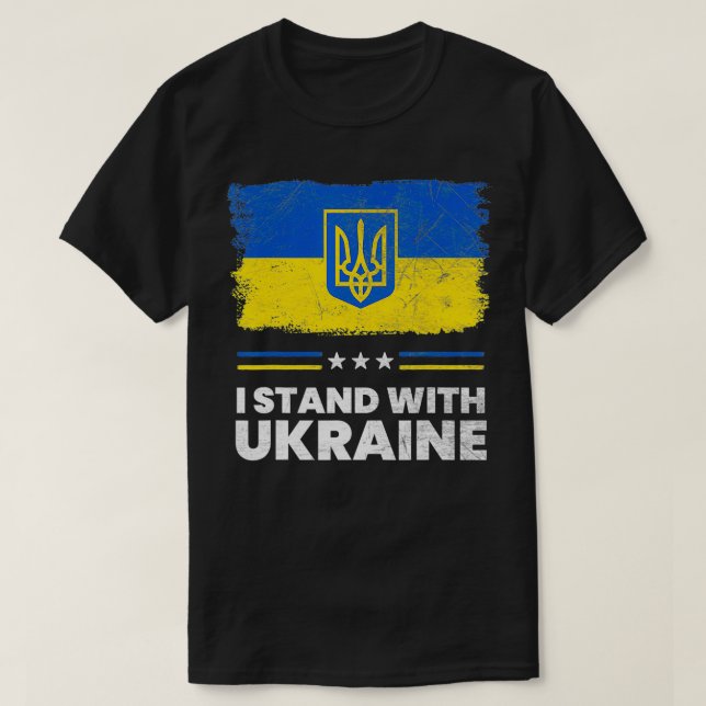 I Stand With Ukraine Flag  Ukrainian Flag  Ukraine T-Shirt (Design Front)