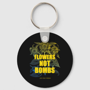 I Stand With Ukraine Flowers Not Bombs Peace Ukrai Key Ring