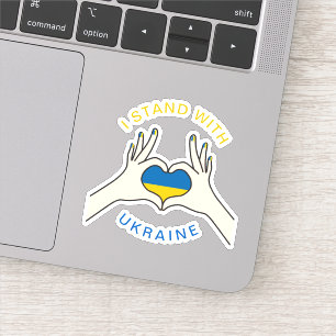 I Stand with Ukraine Hands Flag Love Sign Support 