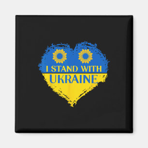 I Stand With Ukraine Heart Flag Support Sunflowers Magnet