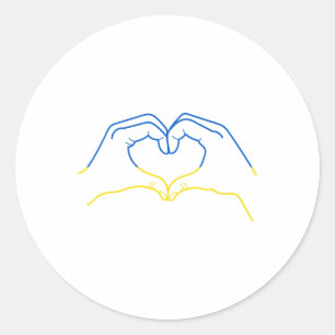 I Stand With Ukraine Heart Hand In Colors Of Ukrai Classic Round Sticker
