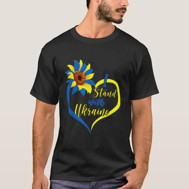 I Stand With Ukraine Heart Ukraine Sunflower Ukrai T-Shirt (Front)