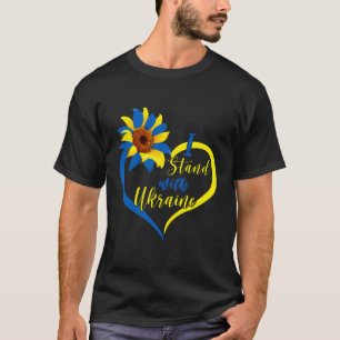 I Stand With Ukraine Heart Ukraine Sunflower Ukrai T-Shirt