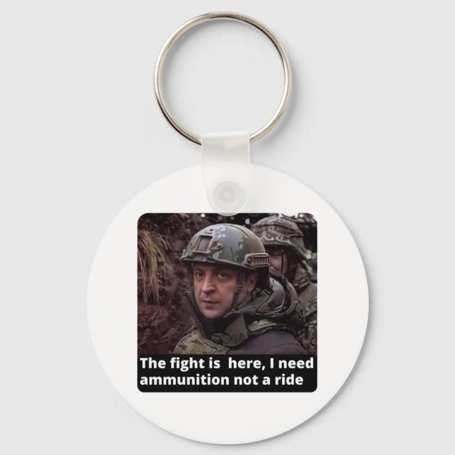 I Stand with Ukraine, I Stand with Zelensky Key Ring (Front)